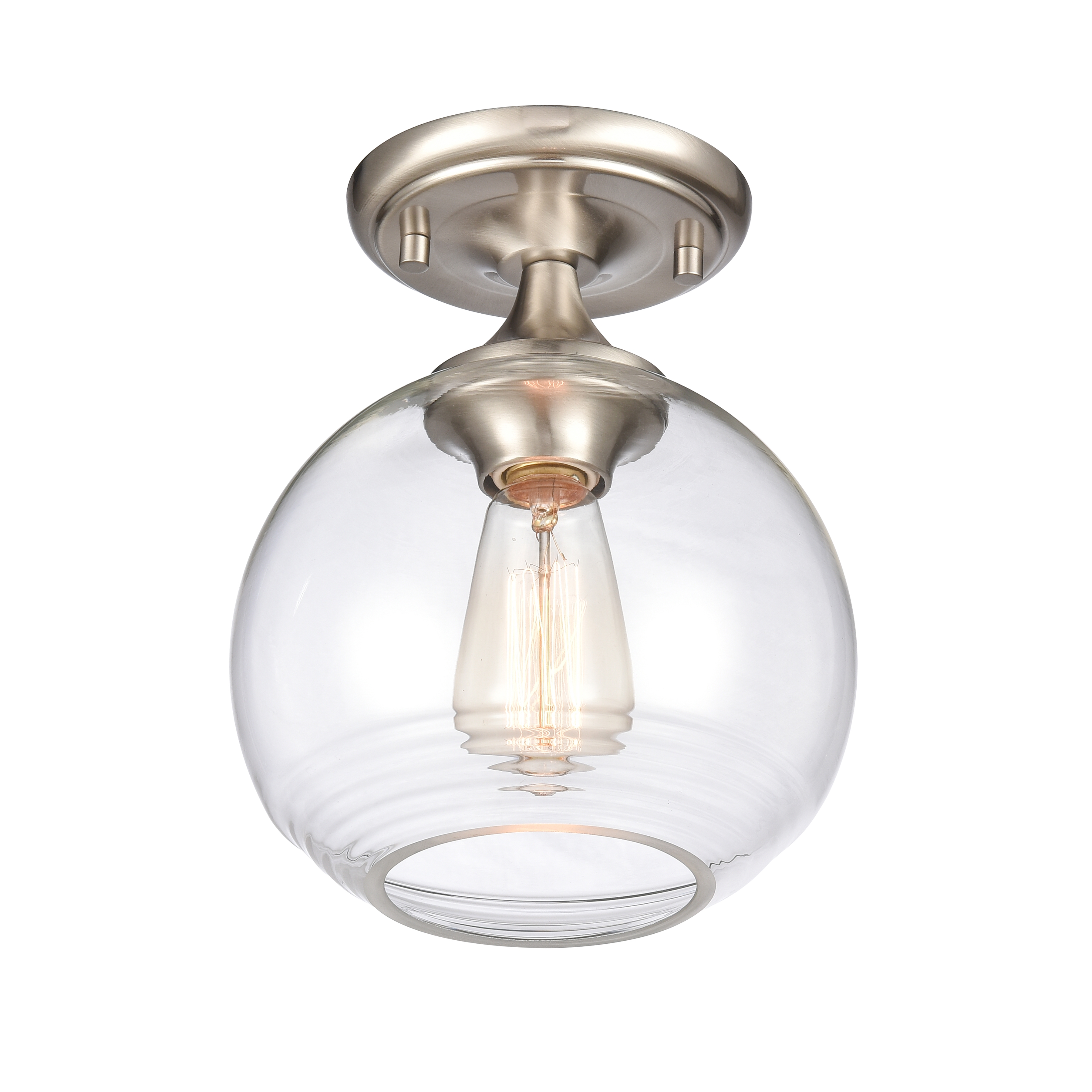 Angie 8'' Wide 1-Light Semi Flush Mount - Satin Nickel - Image 2