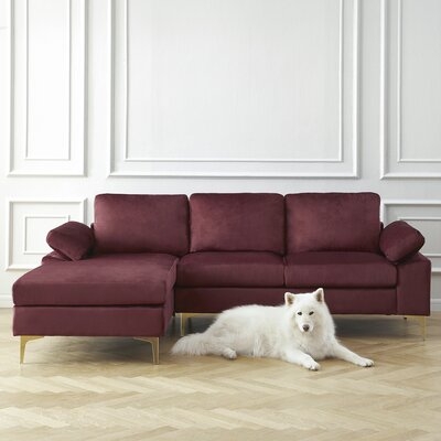 Marchagee 94" Wide Velvet Left Hand Facing Sofa & Chaise - Image 0