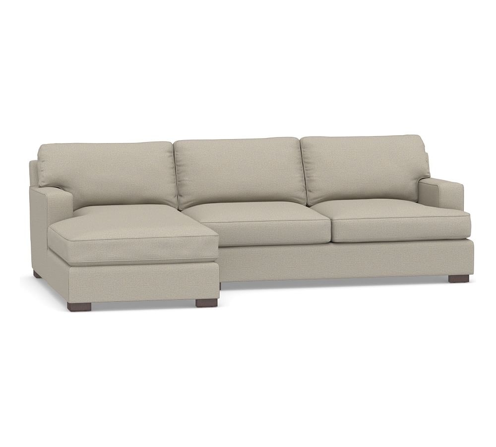 Townsend Square Arm Upholstered Right Arm Sofa with Chaise Sectional, Polyester Wrapped Cushions, Performance Boucle Fog - Image 0