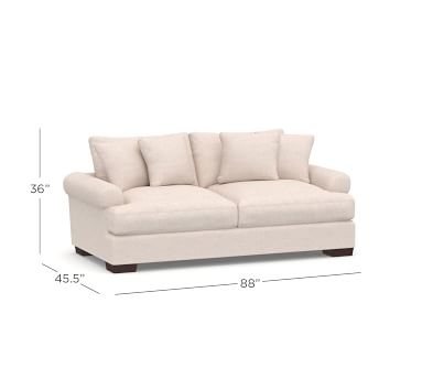 Sullivan Roll Arm Upholstered Deep Seat Grand Sofa 95", Down Blend Wrapped Cushions, Performance Brushed Basketweave Ivory - Image 4