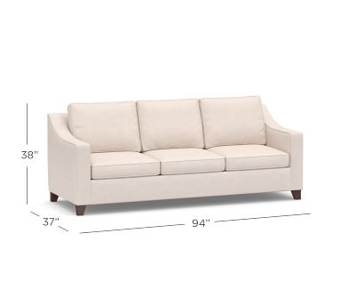 Cameron Slope Arm Upholstered Grand Sofa 95.5" 3-Seater, Polyester Wrapped Cushions, Performance Brushed Basketweave Chambray - Image 3