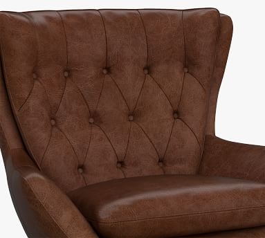 Wells Leather Petite Armchair, Polyester Wrapped Cushions, Performance Carbon - Image 1