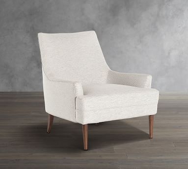 Reyes Upholstered Armchair, Polyester Wrapped Cushions, Chenille Basketweave Pebble - Image 3