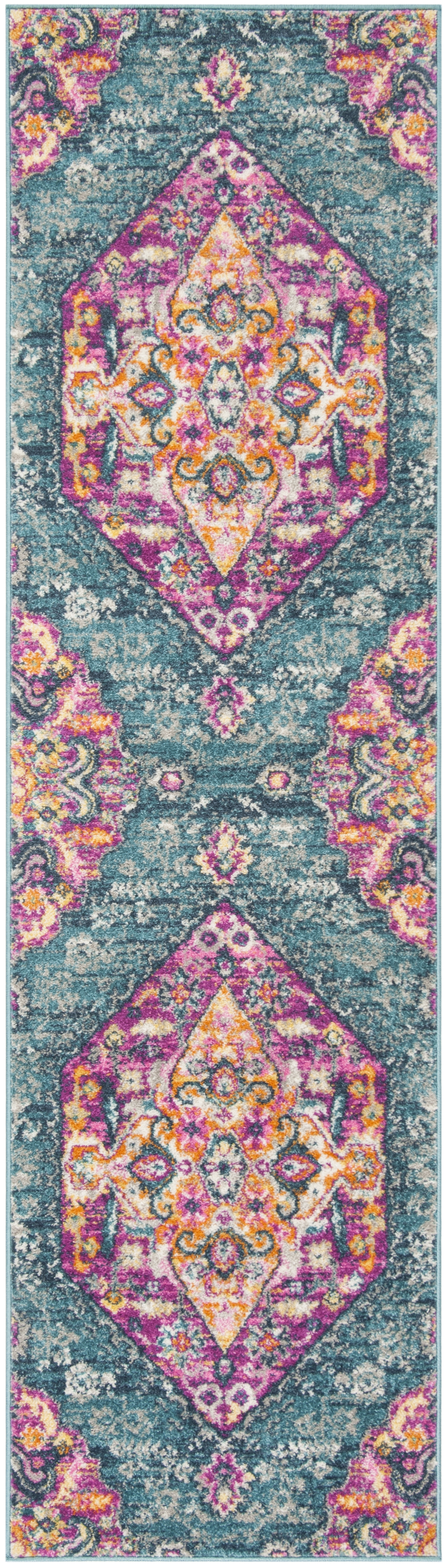 Arlo Home Woven Area Rug, MAD119C, Blue/Fuchsia,  2' 3" X 8' - Image 0