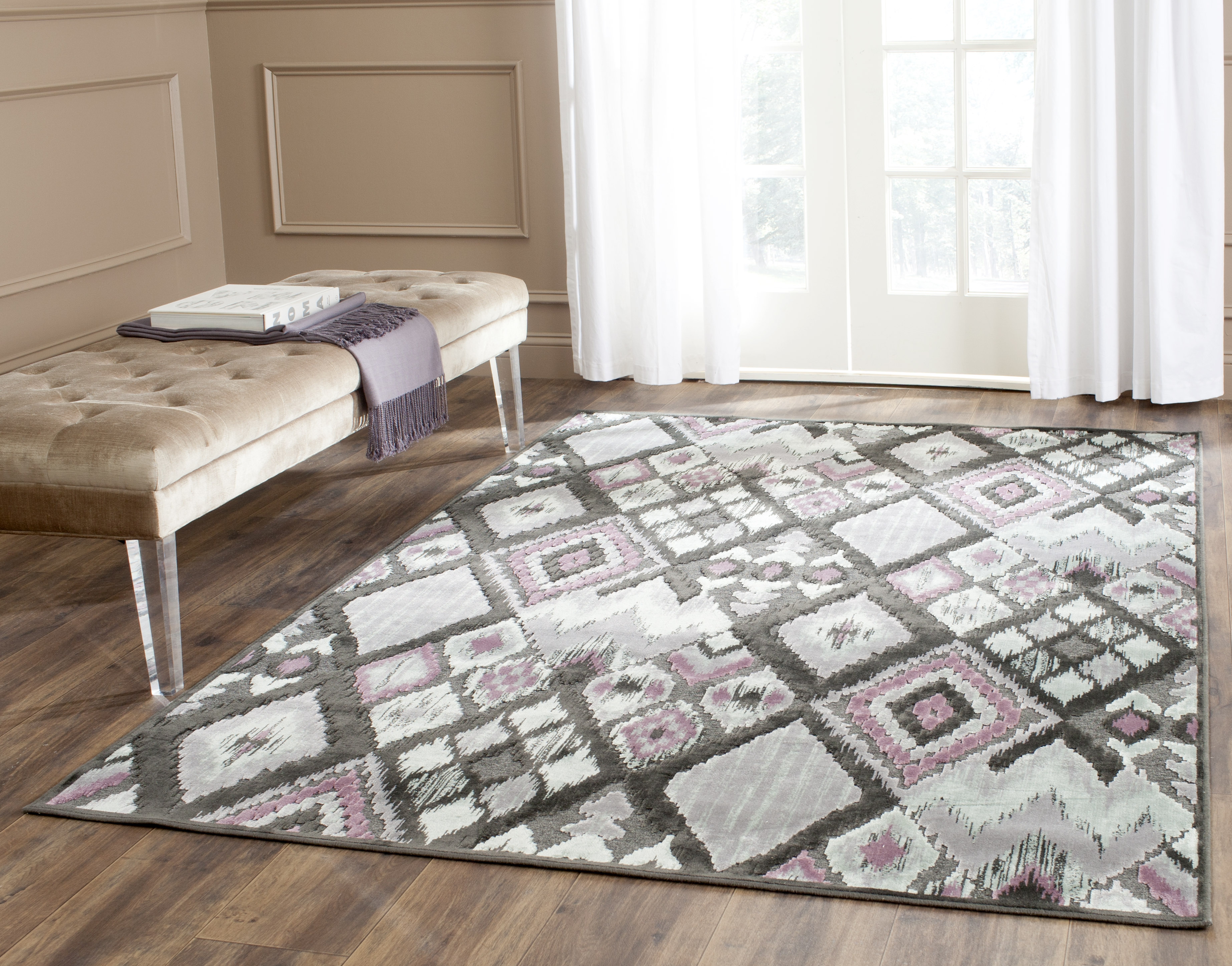 Arlo Home Woven Area Rug, PAR114-330, Charcoal/Multi,  5' 3" X 7' 6" - Image 1