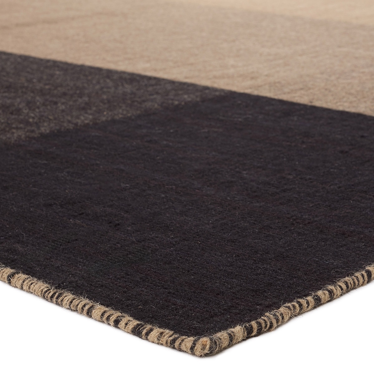 Ronin PLE02 Handmade Geometric Tan and Black Area Rug (8'6"x11'6") - Image 1