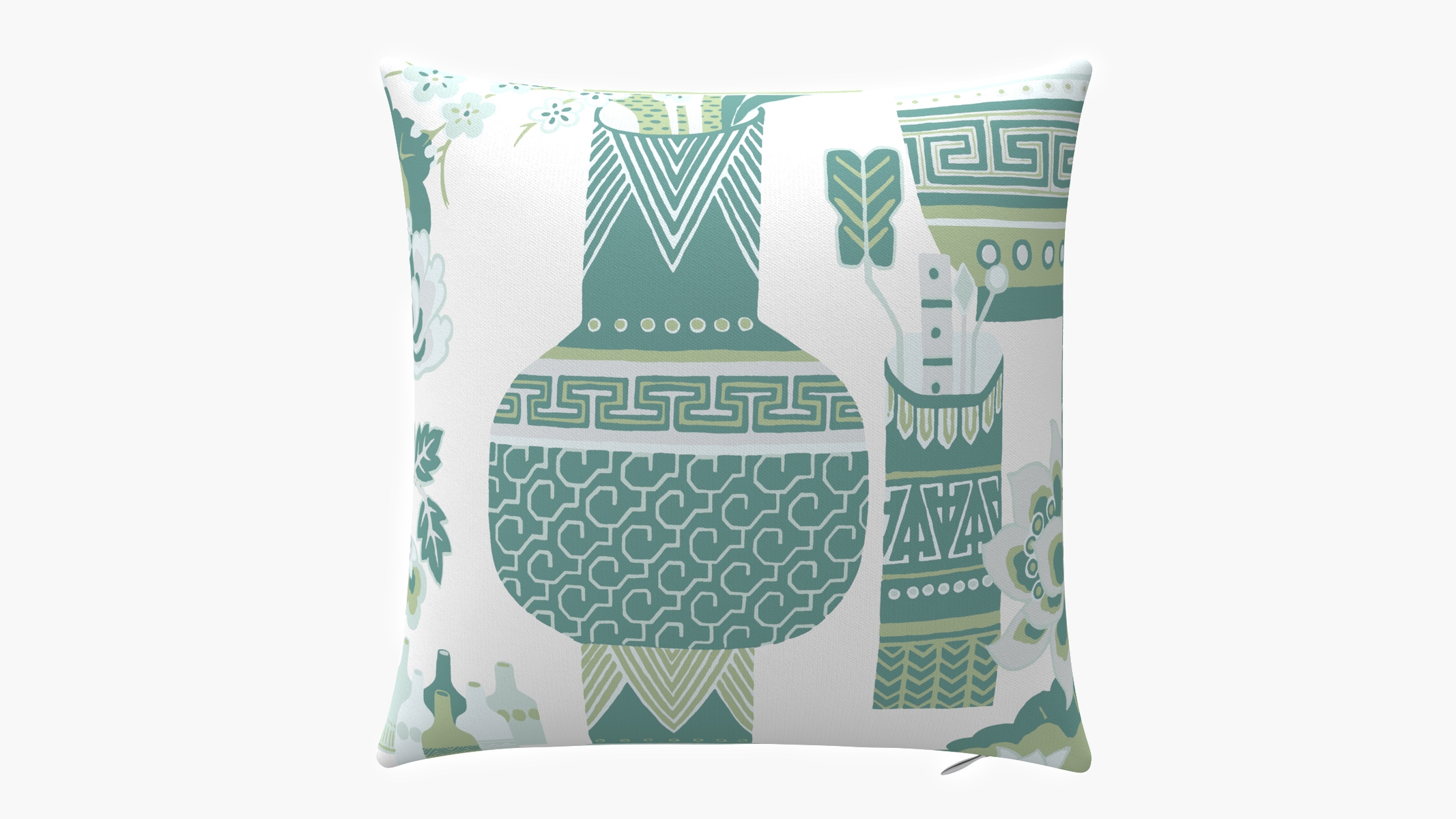 Outdoor 18" Throw Pillow, Pistachio Kan-Shie, 18" x 18" - Image 0
