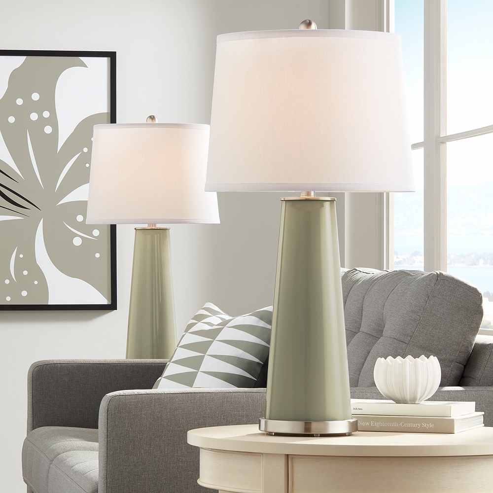 Color Plus Leo 29 1/2" Modern Glass Sage Green Table Lamp Set of 2 - Image 0