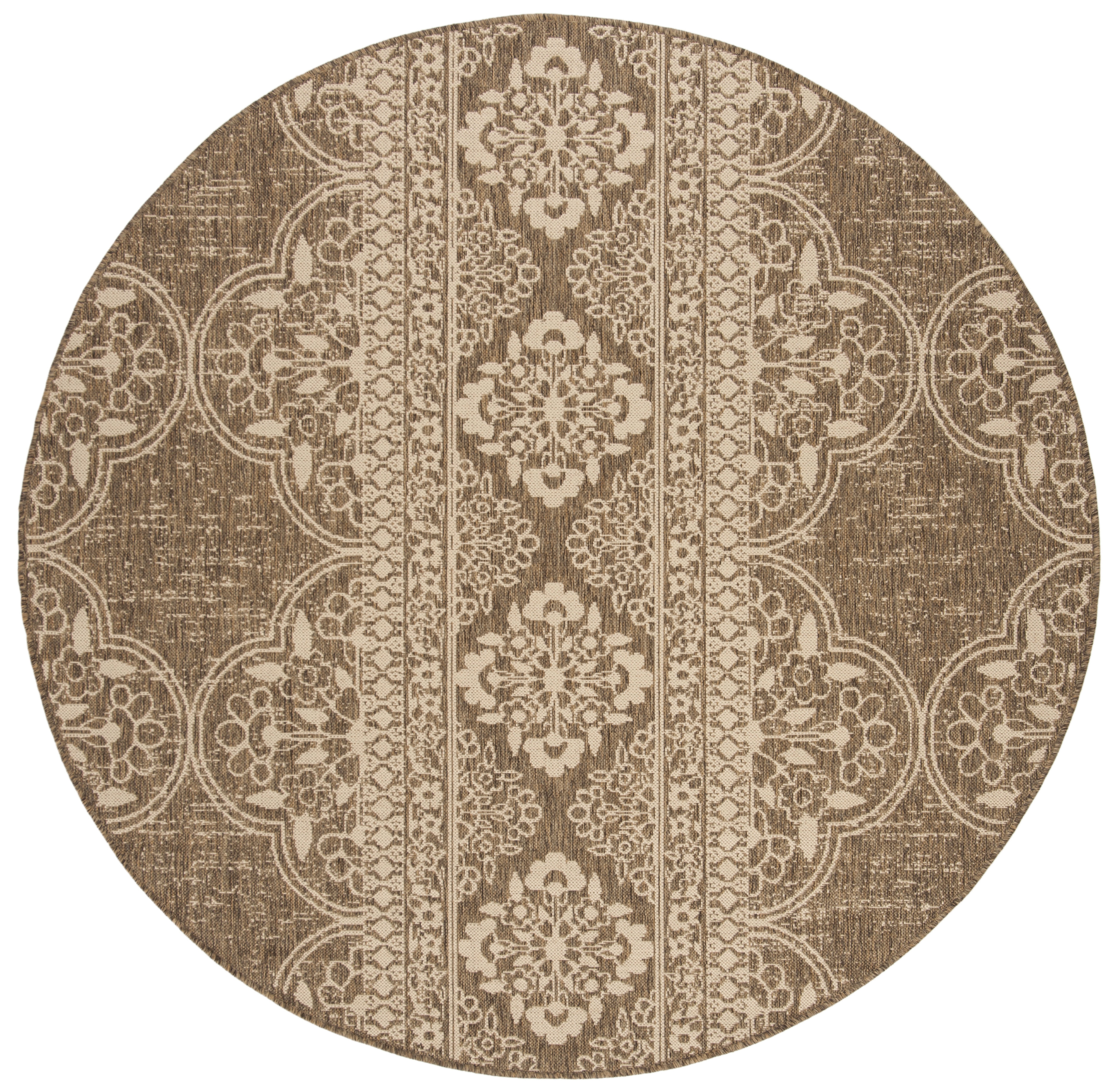 Arlo Home Indoor/Outdoor Woven Area Rug, LND174A, Cream/Beige,  6' 7" X 6' 7" Round - Image 0