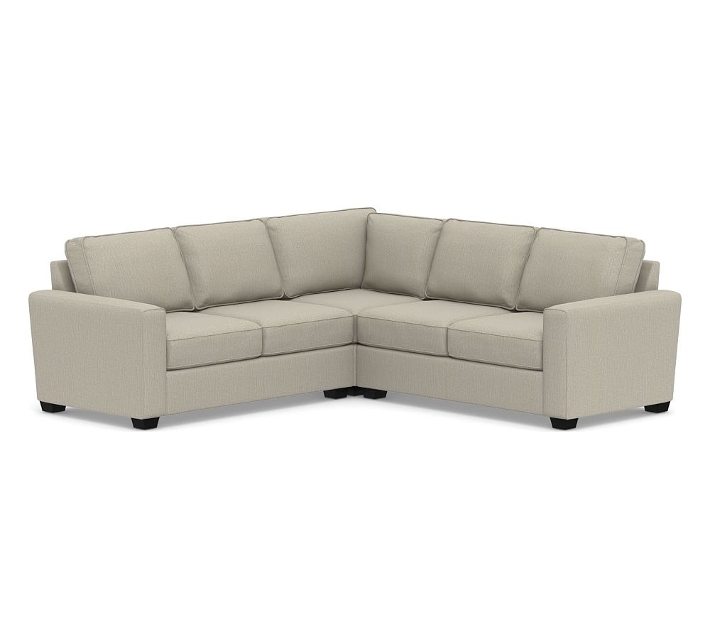 SoMa Fremont Square Arm Upholstered 3-Piece L-Shaped Corner Sectional, Polyester Wrapped Cushions, Chenille Basketweave Pebble - Image 0