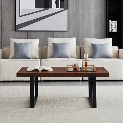 Minimalist Coffee Table,Black Metal Frame With Walnut Top- SQUARE COFFEE TABLE - Image 0