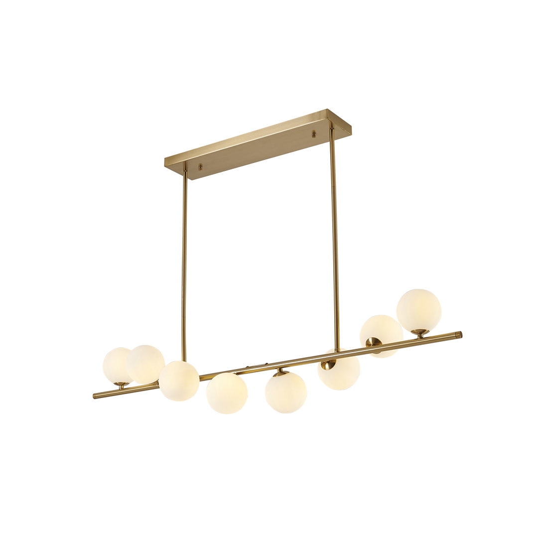 Bethel International This Exquisite Chandelier Is In A Copper Finish. The Frame Is Made Out Of Metal, And It Comes With White Glass Shades. The Adjustable Rod Links Make This Fixture Suitable For Most Ceiling Heights - Image 0