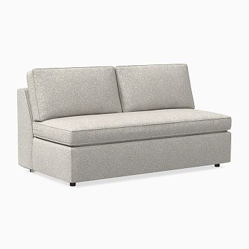 Harris Petite Left Arm 75" Sofa Bench, Poly, Performance Basket Slub, Pearl Gray, Concealed Supports - Image 1