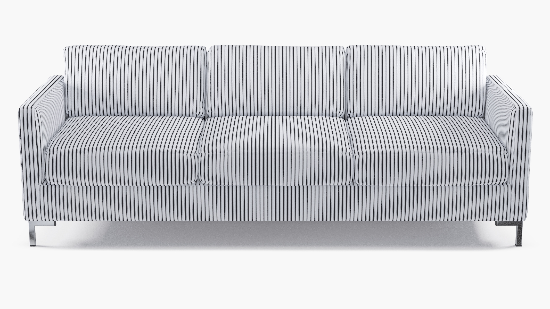 Modern Sofa, Black Classic Ticking Stripe, Chrome - Image 0