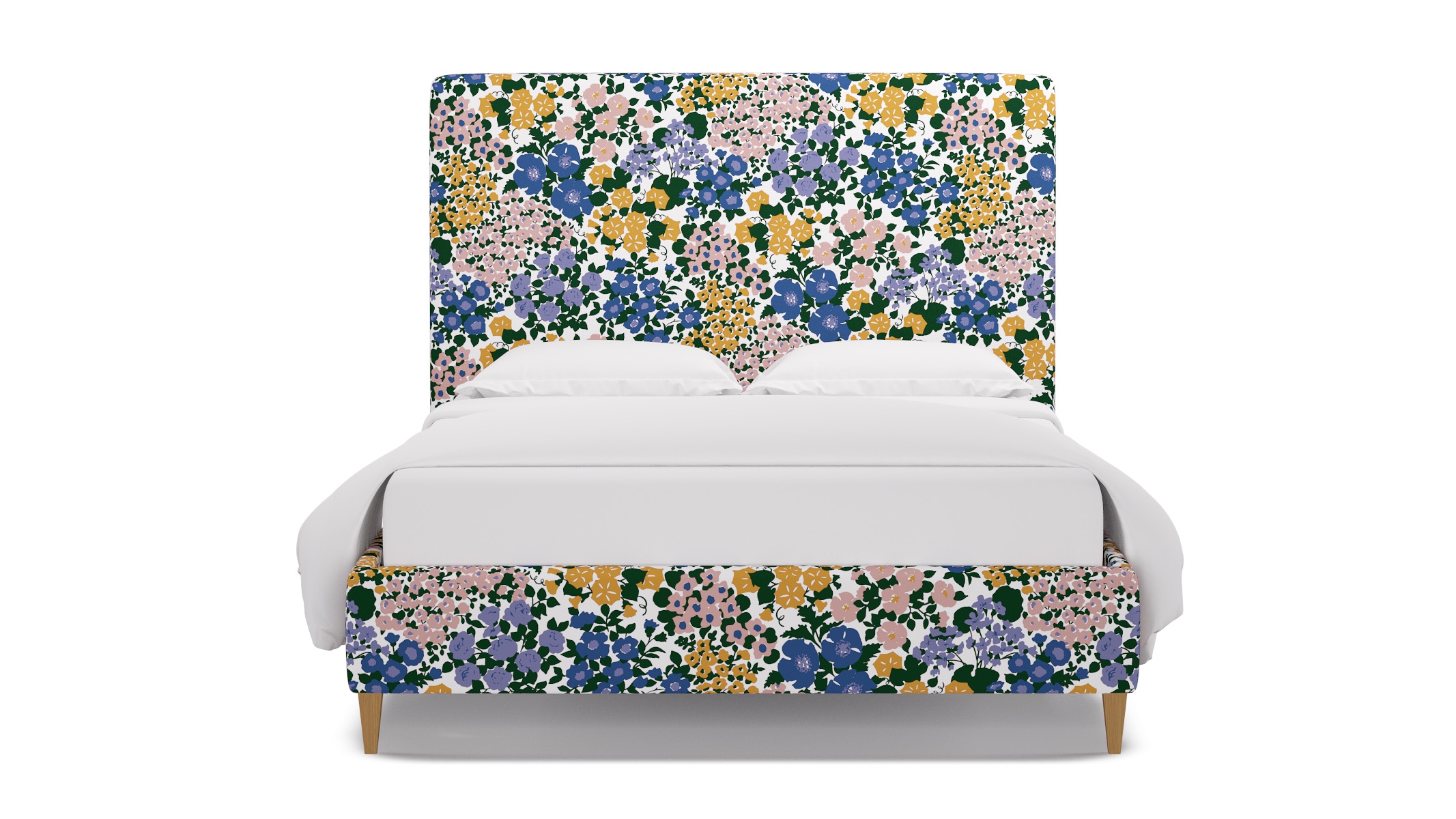 Classic Bed, Lavender Million Flowers, Natural Square Tapered Leg, Queen - Image 0