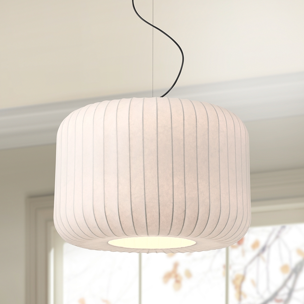 Jaime 23 3/4" Wide White Silk Drum Pendant Light - Image 0