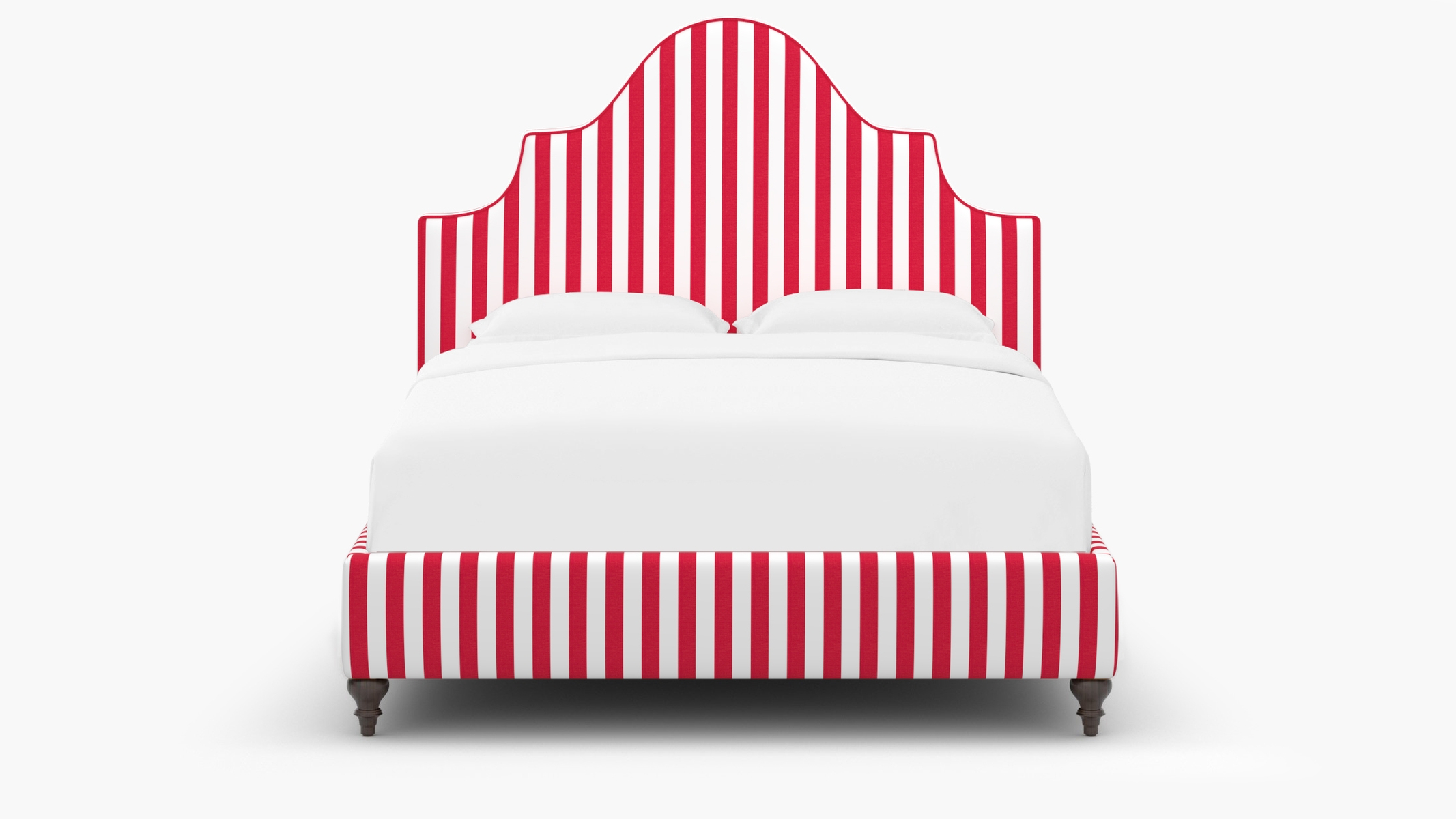 Statement Bed, Red Cabana Stripe, Espresso Traditional Turned Leg, Full - Image 1