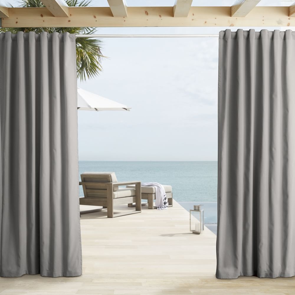 Outdoor Solid Curtain, Light Gray, 48"x84" - Image 0