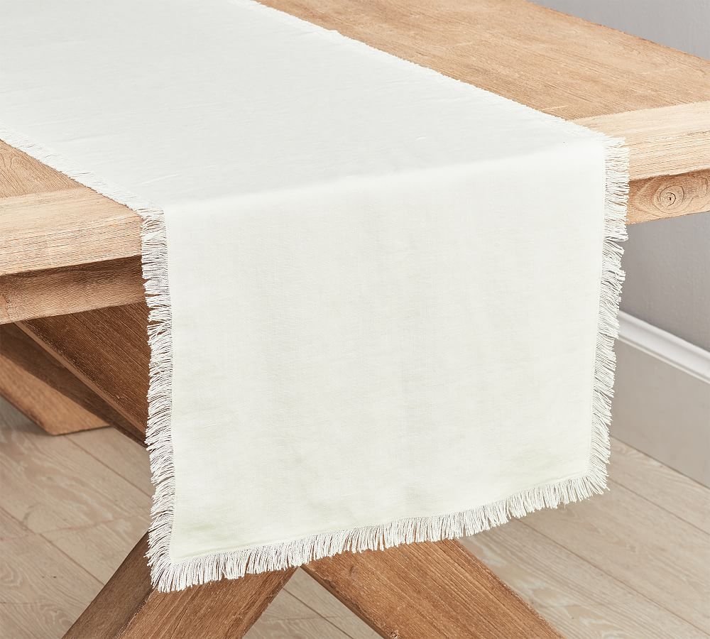 Frayed Linen Table Runner - Ivory - Image 0