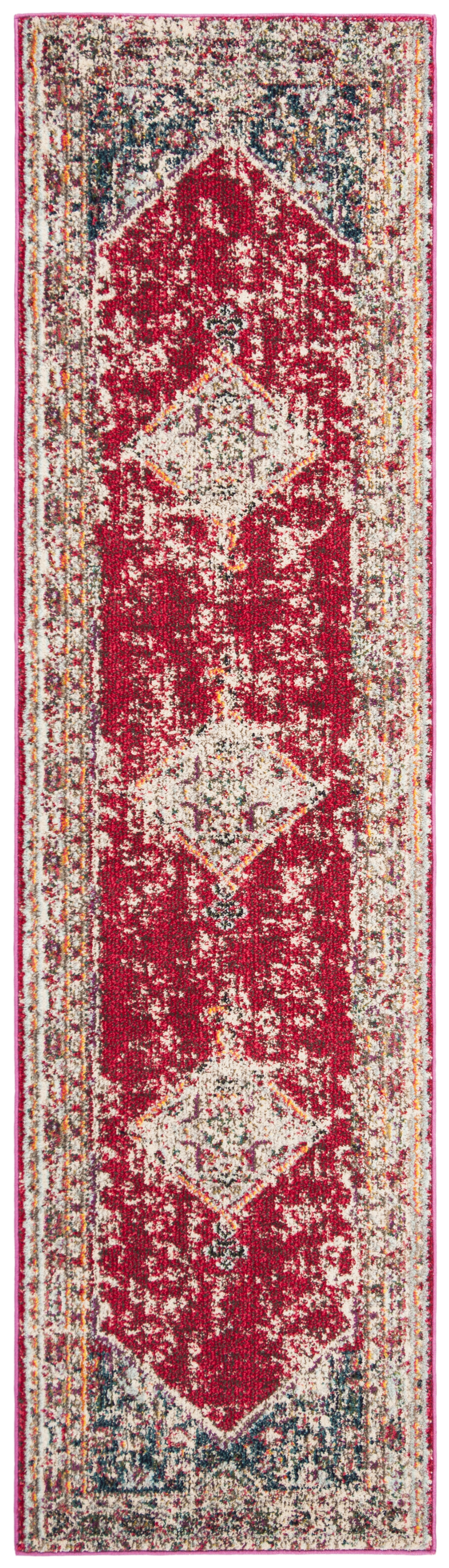 Arlo Home Woven Area Rug, MNC257A, Ivory/Red,  2' 2" X 8' - Image 0