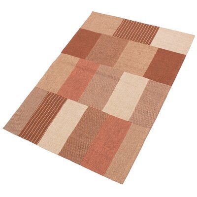 One-of-a-Kind Stowe Hand-Knotted 2010s Collage Brown/Tan/Cream 4'8" x 6'7" Chenille Area Rug - Image 0
