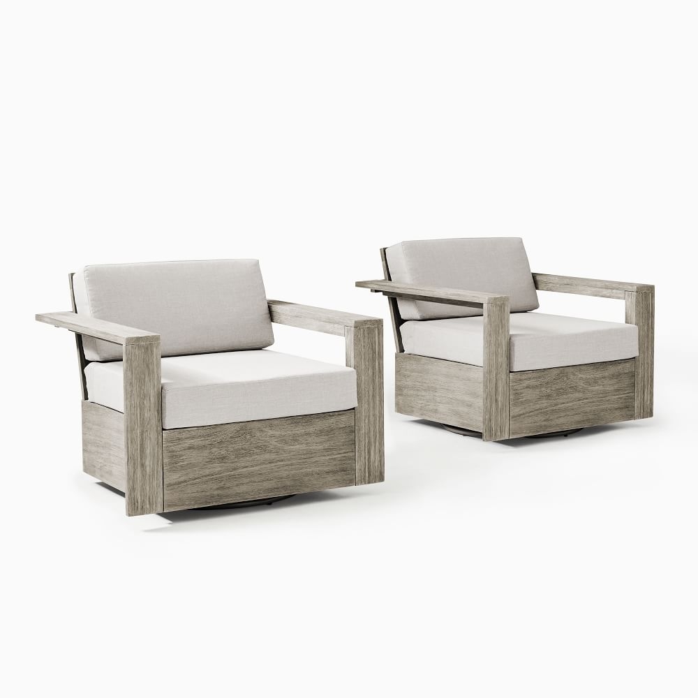 Portside Outdoor Swivel Chair, Weathered Gray, Set of 2 - Image 0