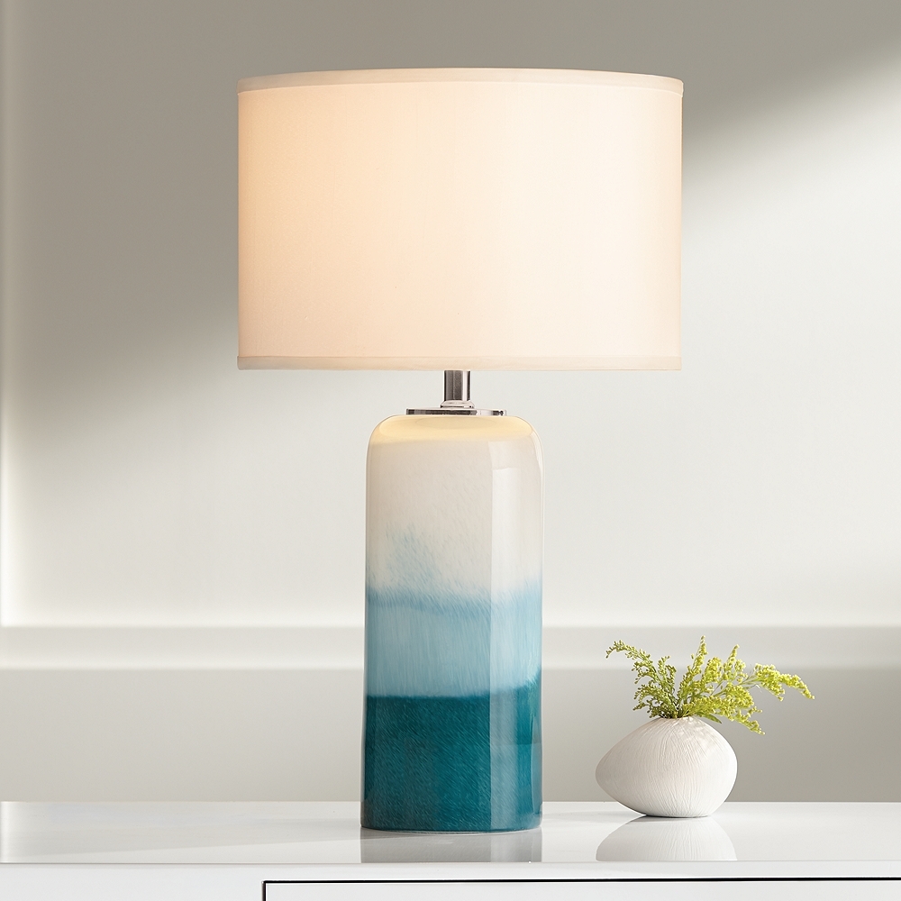 Roxanne Blue Art Glass Table Lamp with LED Night Light - Image 0