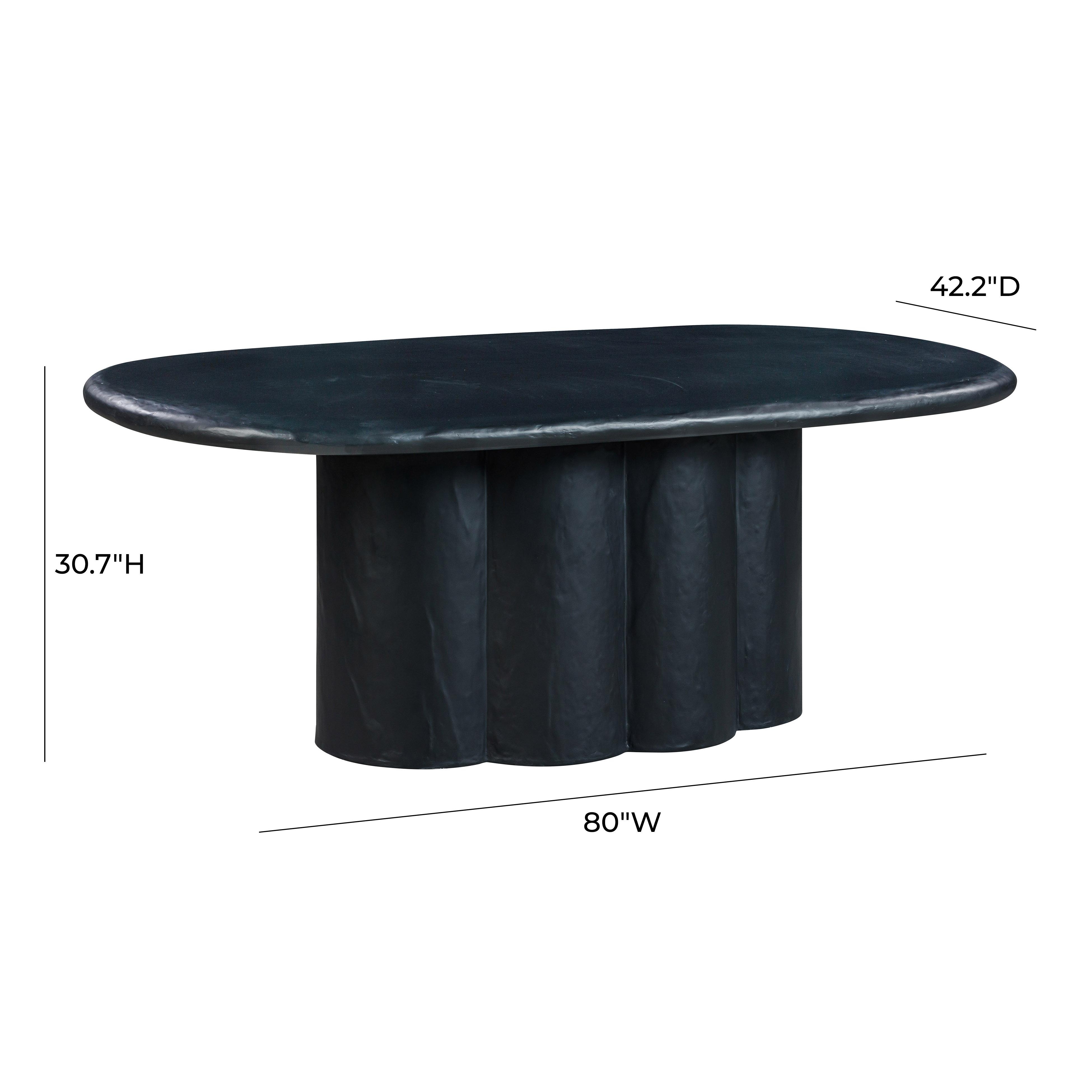 Elika Black Faux Plaster Oval Dining Table - Image 0