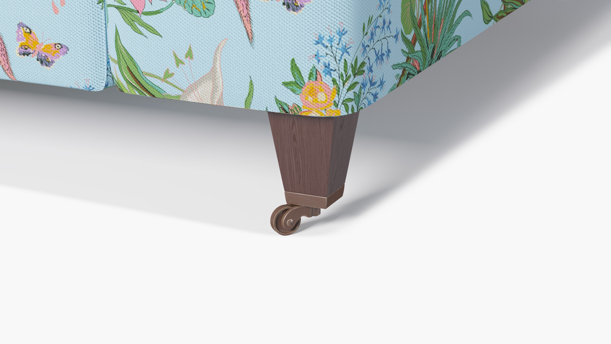 Classic Sofa, Sky Cinque Terra, Espresso with Antique Brass Caster - Image 1