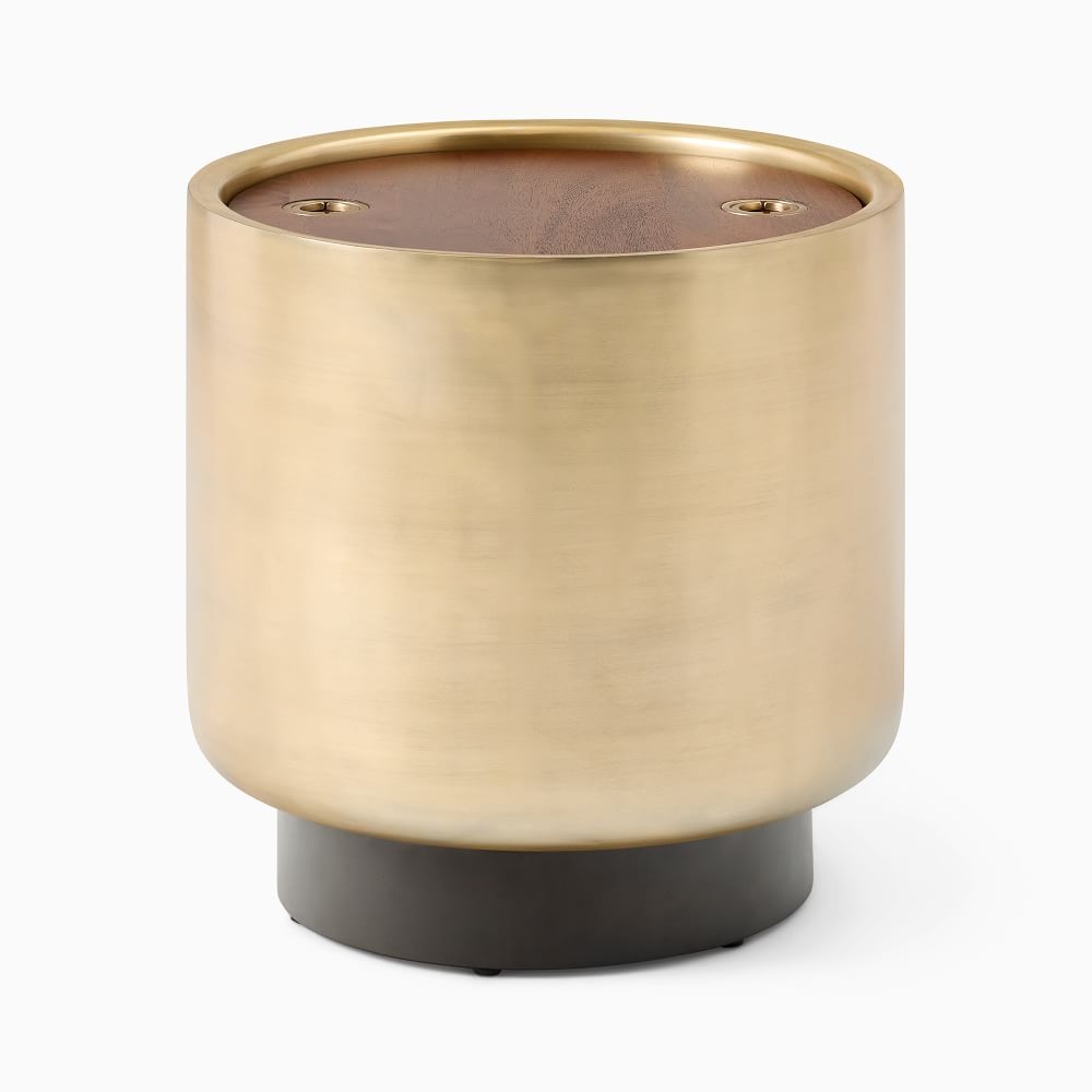 Drum Storage Side TableSide Table20x20 InchesMango/MetalAntique Brass/Dark - Image 0