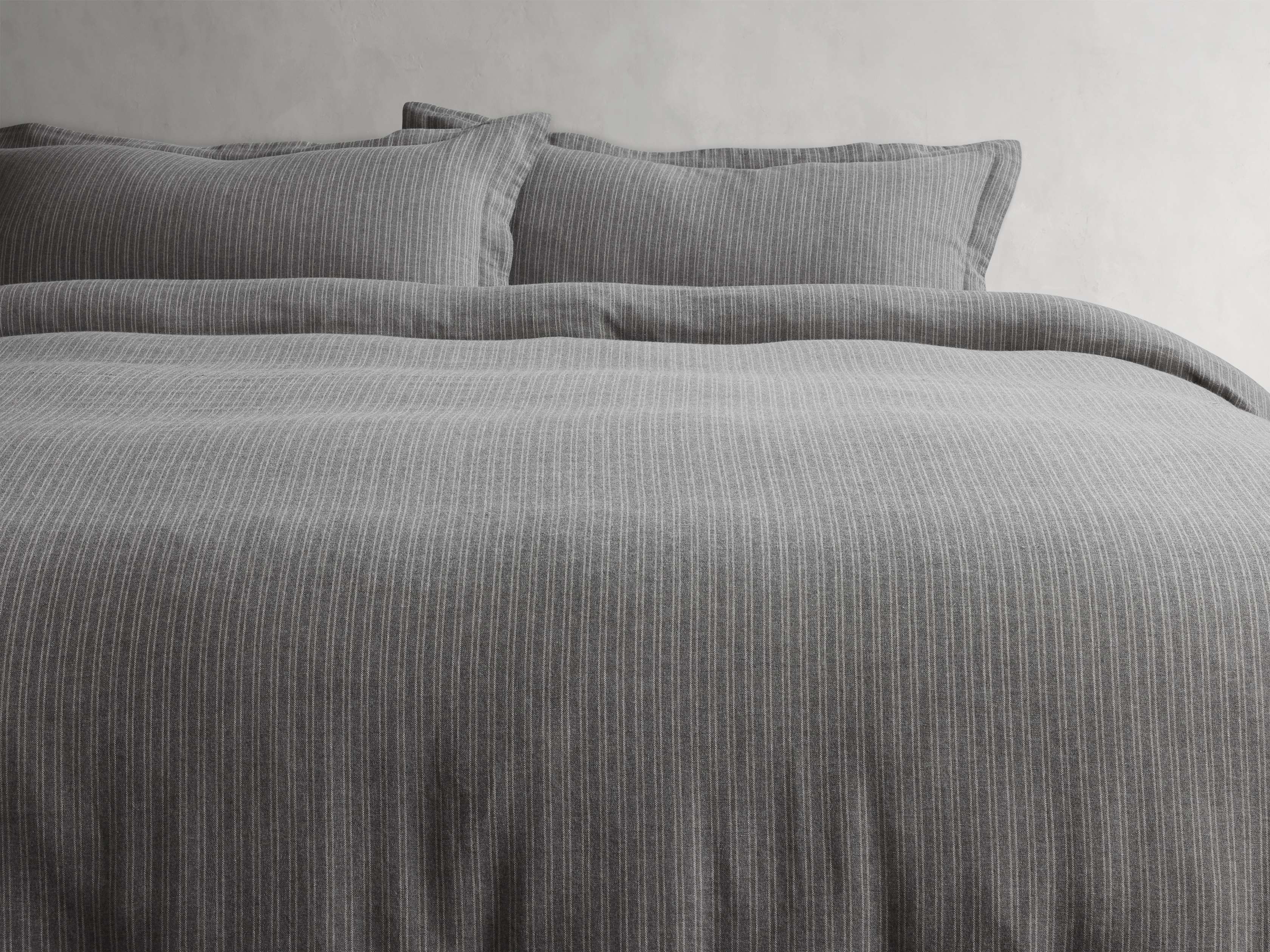 Laviss Stripe Duvet in Cotton Queen Gray  Charcoal  - Image 0