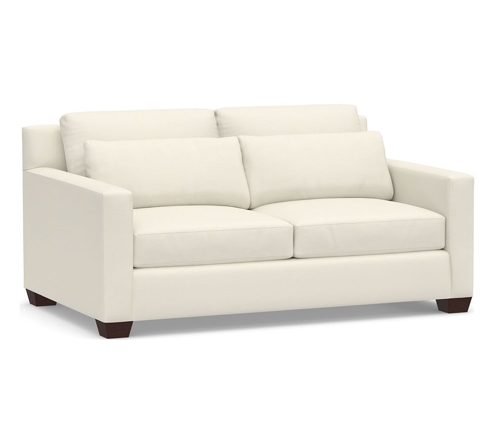 York Square Arm Upholstered Deep Seat 70" Loveseat, Down Blend Wrapped Cushions, Textured Twill Ivory - Image 0