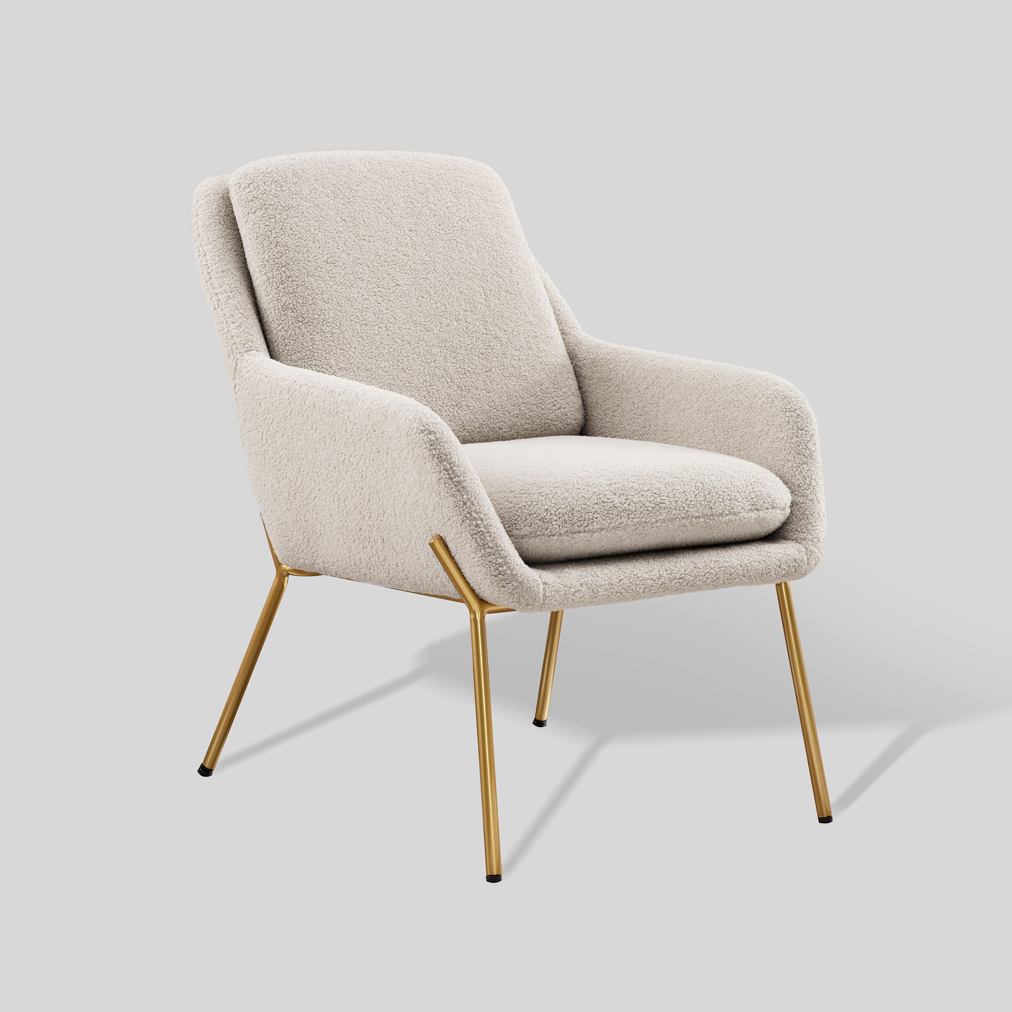 Contemporary Upholstered Accent Chair - Cream/ Gold - Image 0