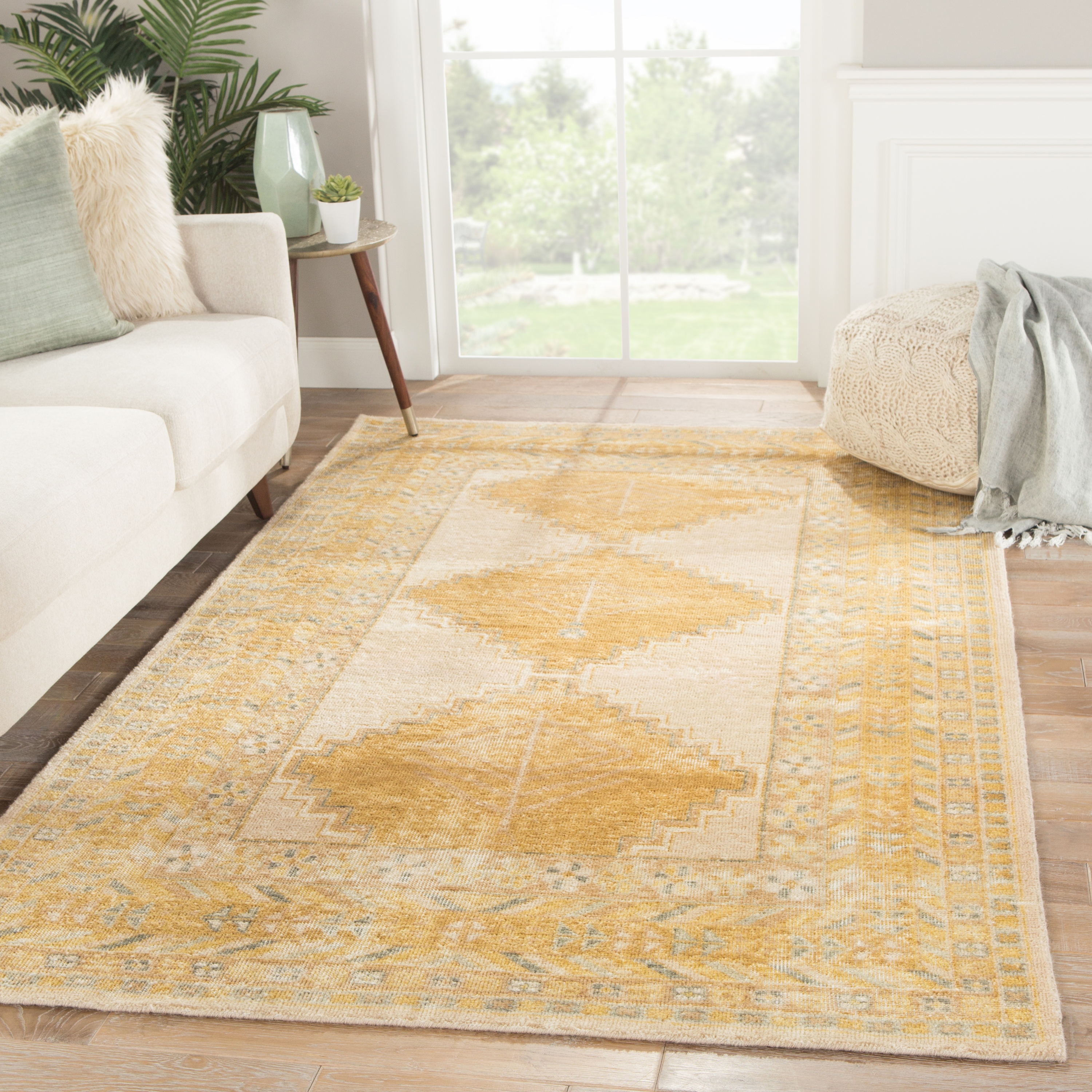 Enfield Hand-Knotted Medallion Gold/ Gray Area Rug (6'X9') - Image 4