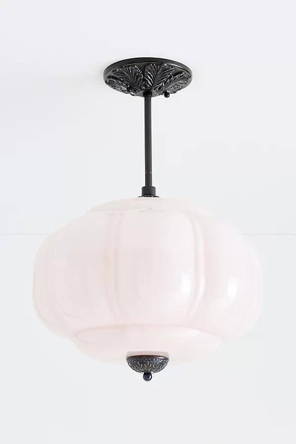 The Eloise Scallop Milk Glass Semi-Flush Mount Ceiling Light - Image 0