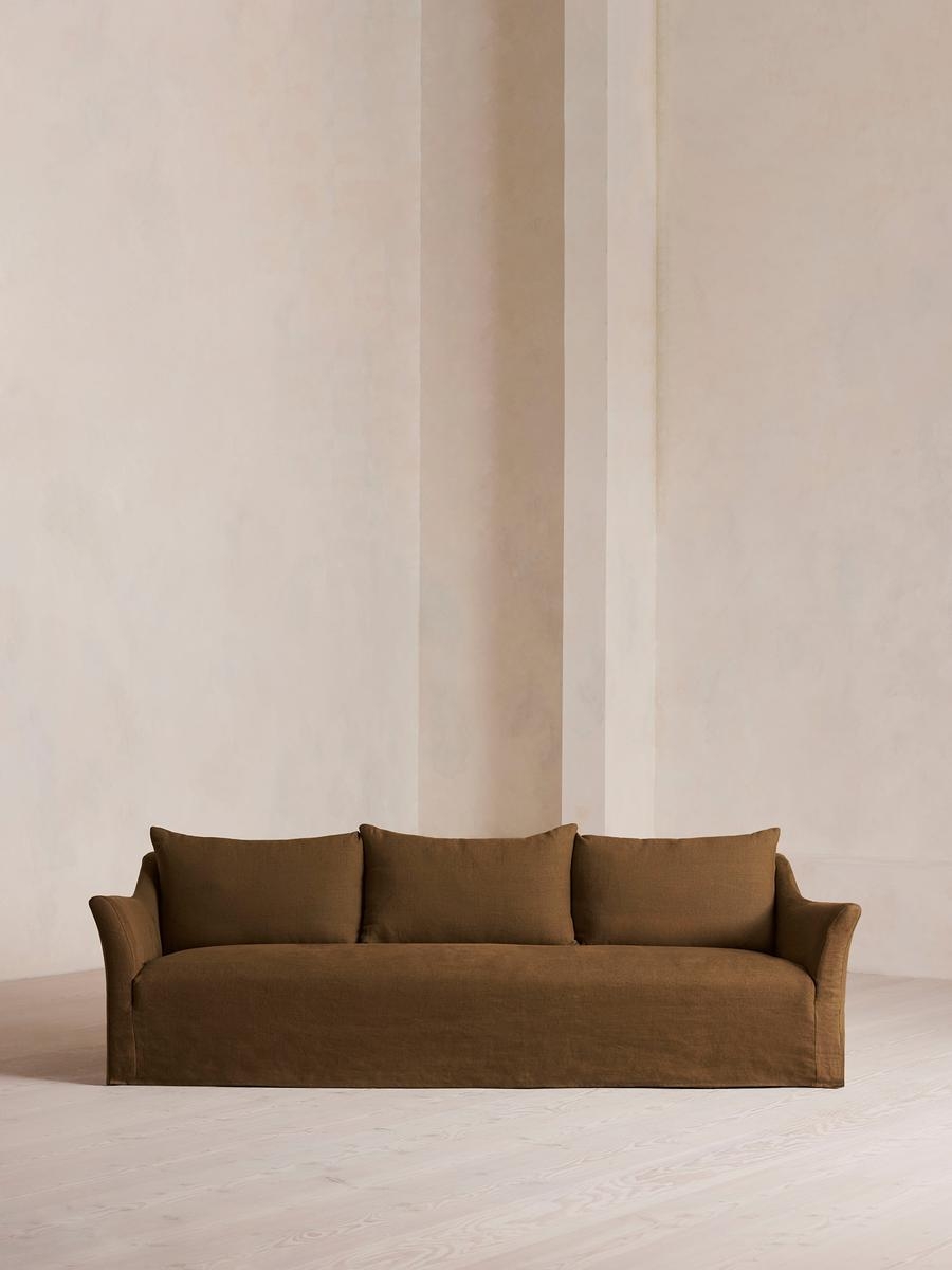 Roma Four Seater Sofa, Linen, Ochre, US - Image 0