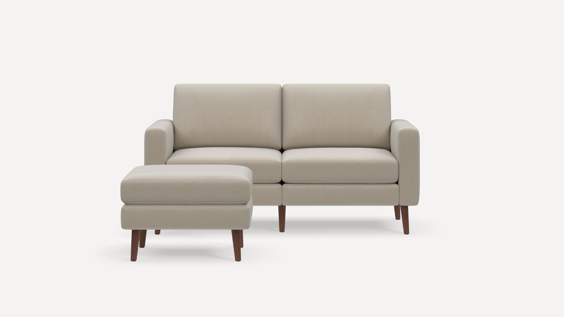 Nomad Loveseat with Ottoman - Georgia Clay - Performance Chenille / Walnut - Wood / Block - Image 0