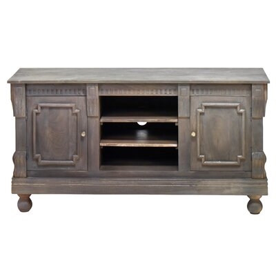 58 Inch Solid Wood Hand Carved Media Console Sideboard - Image 0