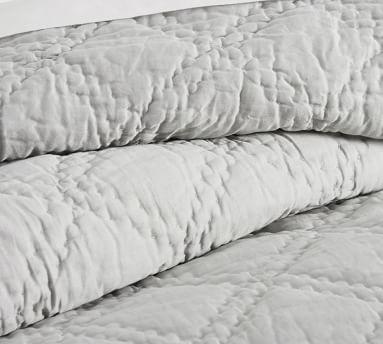 Gray Mist Washed Handcrafted Cotton Sateen Quilt, King/Cal. King - Image 1