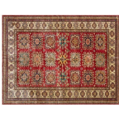 One-of-a-Kind Jolena Hand-Knotted 1960s Turkish Red/Cream 4'10" x 6'4" Area Rug - Image 0