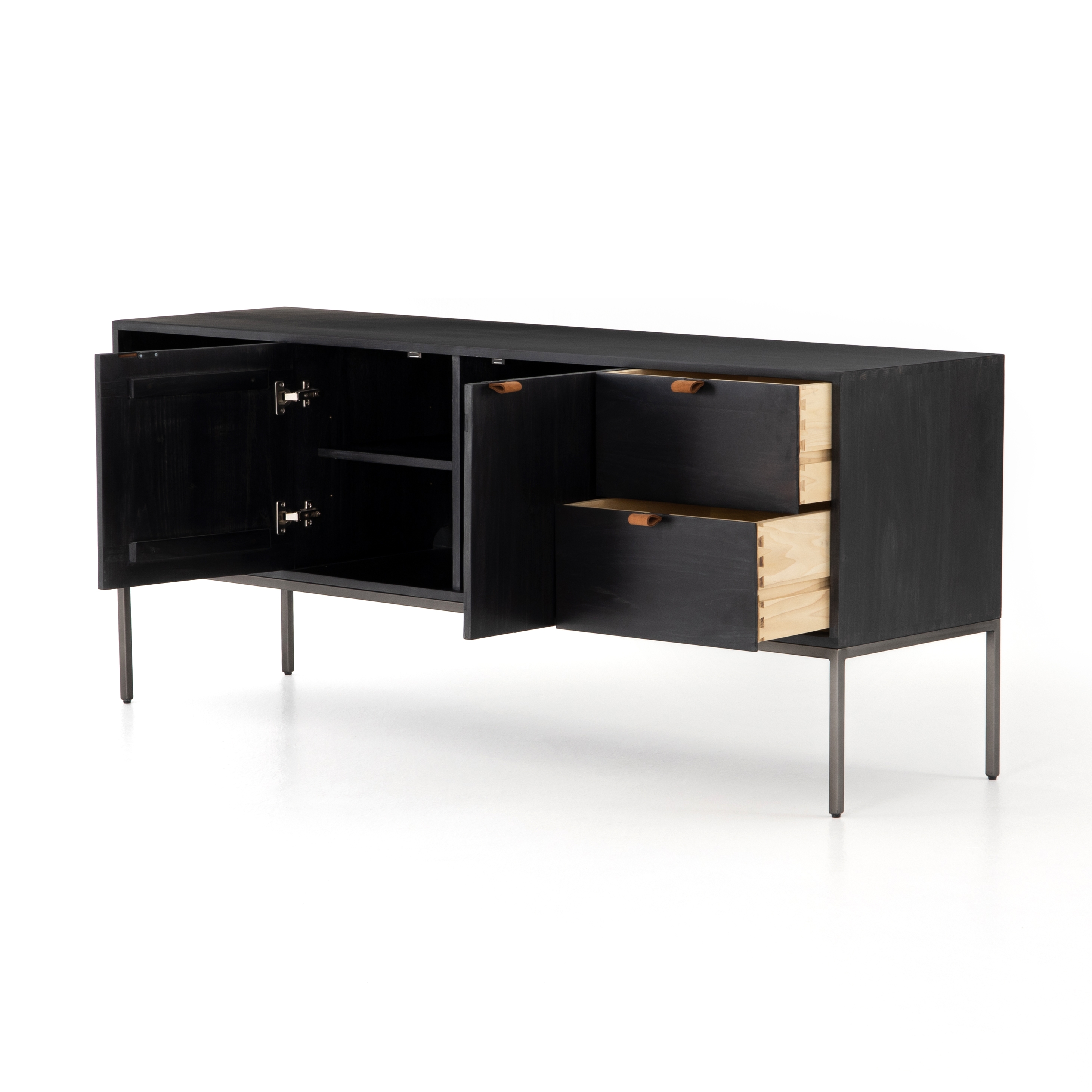 Trey Media Console-Black Wash Poplar - Image 4