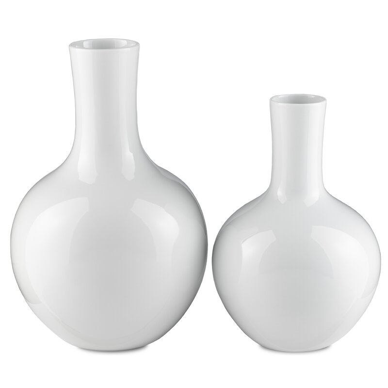 Currey & Company Imperial White Porcelain Vase - Image 1