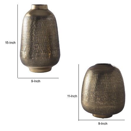 Brass Metal Table Vase, Set of 2 - Image 2