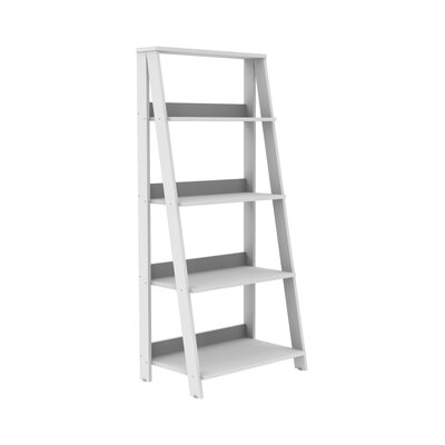 4-Shelf Wood Leaning Ladder Bookshelf, White - Image 0