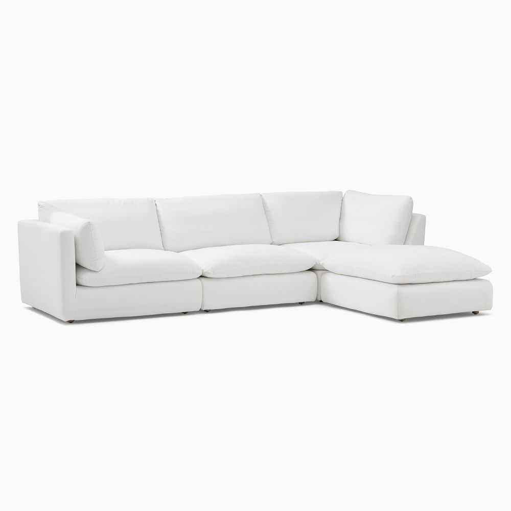 Hampton Left Arm 4-Piece Chair Sectional Native Linen White CS - Image 0