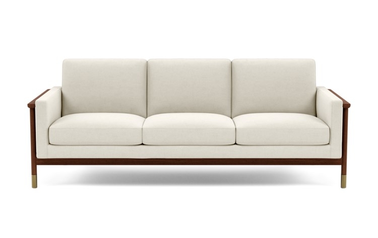 Jason Wu Sofa with White Chalk Fabric and Oiled Walnut with Brass Cap legs - Image 0