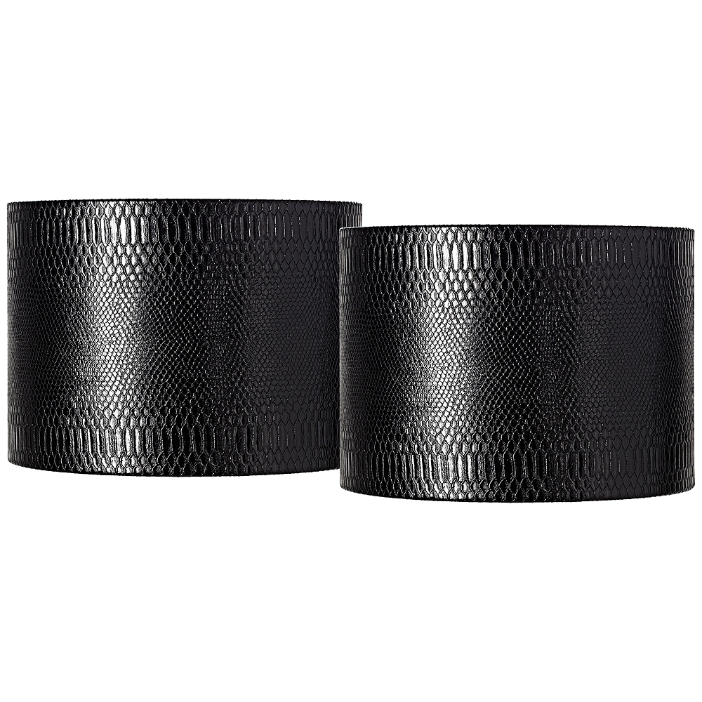 Springcrest Reptile Print Black Set of 2 Drum Shades 15x15x11 (Spider) - Image 0