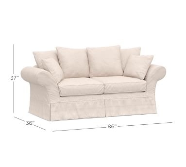 Charleston Slipcovered Grand Sofa 96", Polyester Wrapped Cushions, Chenille Basketweave Pebble - Image 4