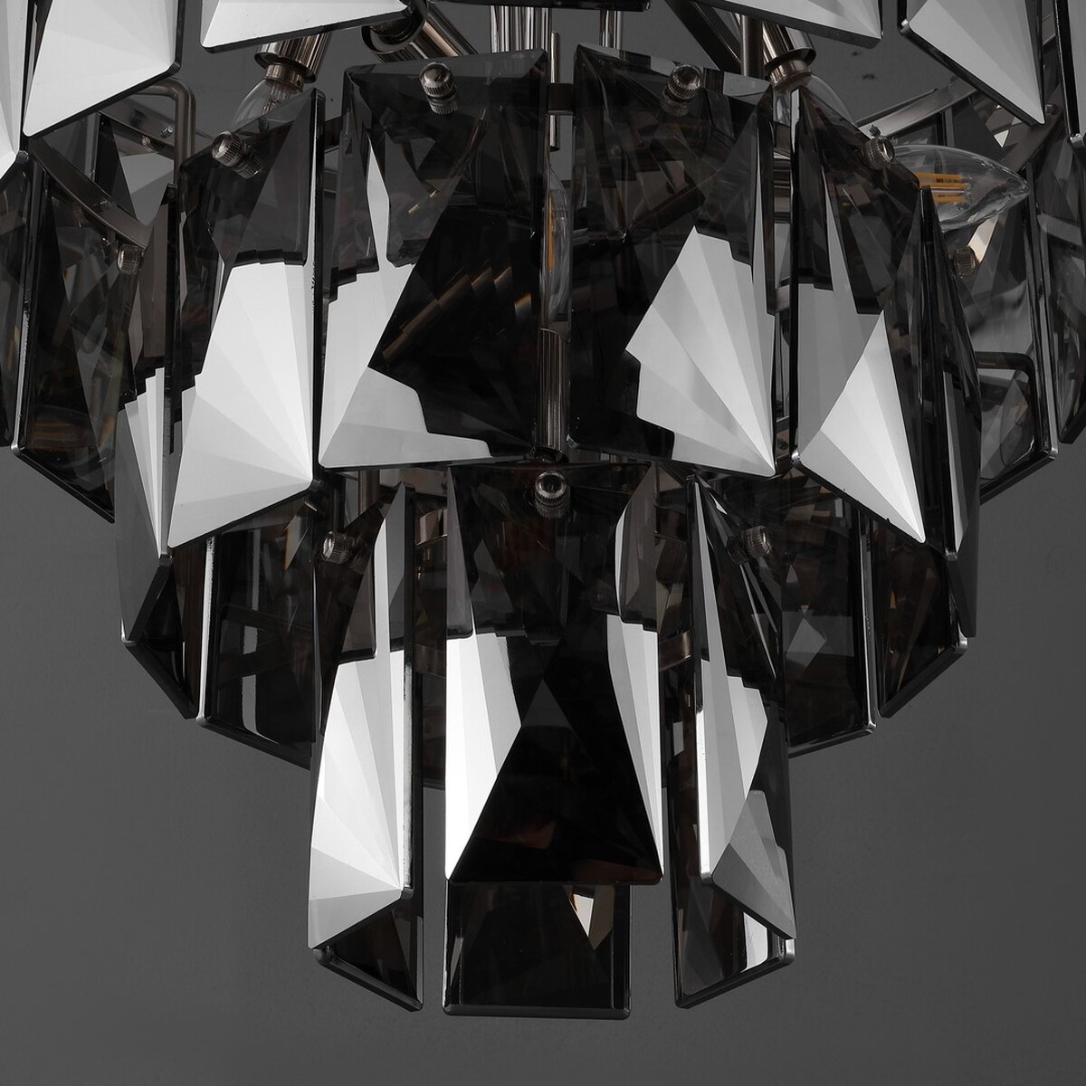 Jaylee Crystal 4 Tier Chandelier - Nickel / Dark Grey - Safavieh - Image 4
