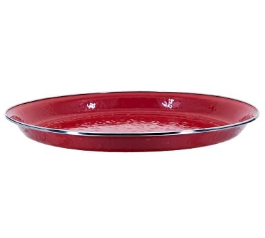 Solid Enamel Serving Tray, Large - Red - Image 3